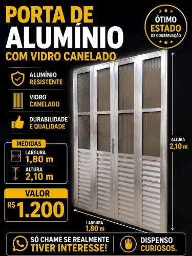 Porta de alumínio 1,80 por 2,10
