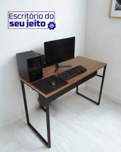 Escrivaninha Industrial 1,1m REFORÇADA Amadeirada NOVA Mesa Multiuso Notebook Escritório