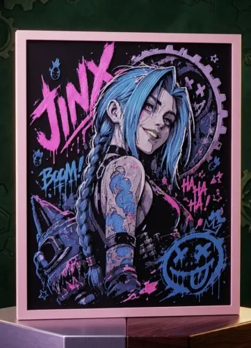 Quadro 3D em Relevo Jinx - Arcane / League of Legends