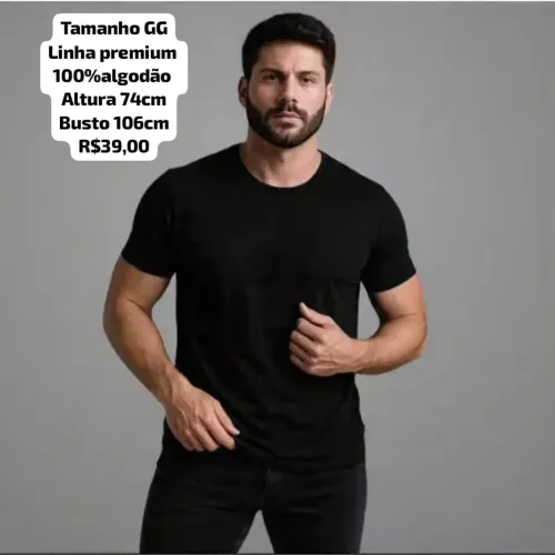 Blusa básica em algodão tamanho GG masculina