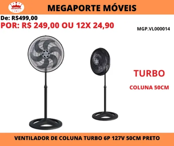 Ventilador de Coluna Turbo 50cm 127v Ventisol