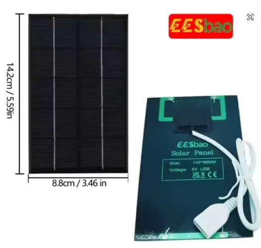Placa de energia solar USB - 2w de potencial real - Uso portátil