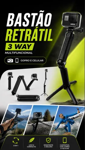 Bastão 3 em 1 para Gopro