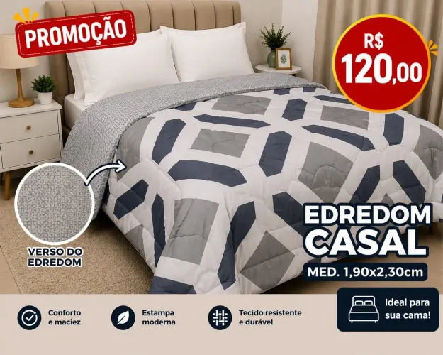 EDREDOM CASAL DUPLA FACE PROMOÇÃO
