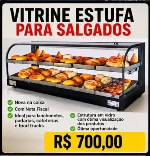 Vitrine Estufa para salgados NOVA