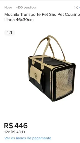 Bolsa de viagem para pets