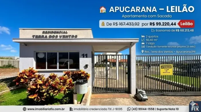 ? APUCARANA - LEILÃO: Apartamento com Sacada