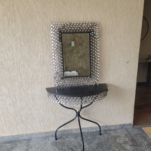 Aparador meia lua de ferro + espelho