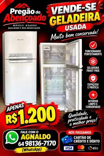 Geladeira Eletrolux funcionando perfeitamente muito bem conservada pregão do Abençoado