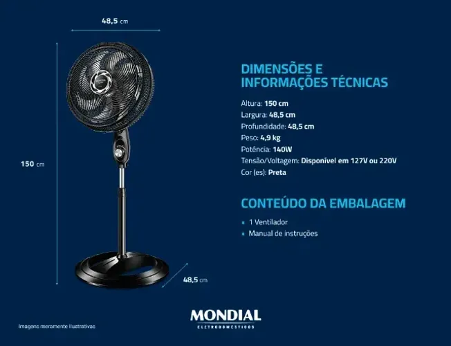 Ventilador de Coluna 40cm Turbo Mondial 140W ( Novo lacrado)