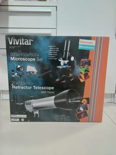 Kit de ciências Vivitar com telescópio e microscópio