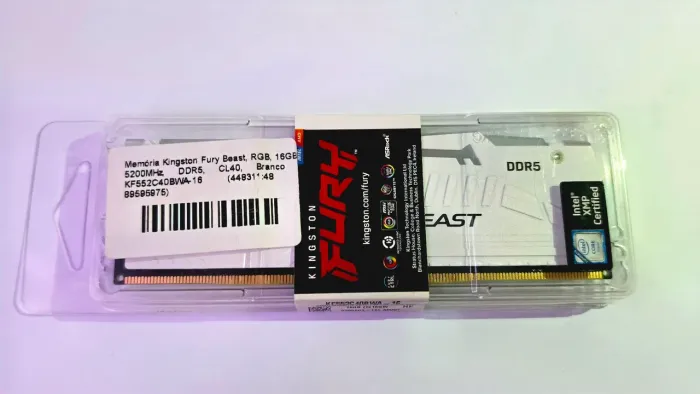 Memória Kigston Fury Beast 16GB LACRADO, RGB, DDR5, CL40, Branco.