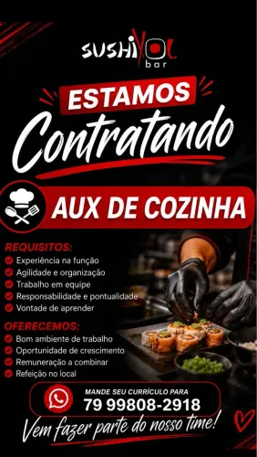 Vaga de emprego auxiliar da cozinha 