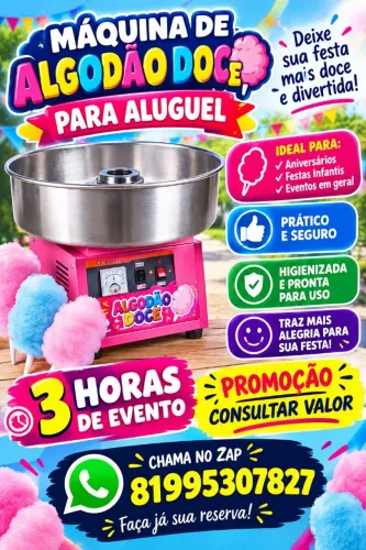 Máquina de algodão doce aluguel.