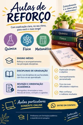 Aulas particulares de Química, Física e Matemática - Ensino Médio e Graduação