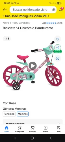 Bicicleta infantil semi nova aro 14