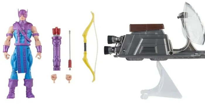 Marvel Boneco colecionável Hasbro Legends Series Hawkeye com Sky-Cycle Avengers 60º