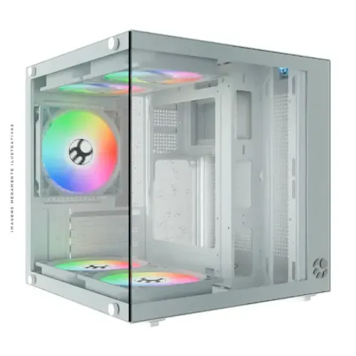 Gabinete Gamer Bluecase LIFE PRO, Com 5 Fans Rainbow Mini Tower, Lateral Vidro, mATX,  BRA