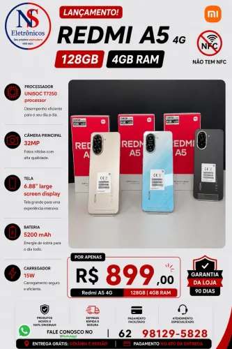 Celular Redmi A5 4G 128/04 Entrega Grátis Garantia