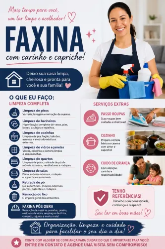 Faxina/ Diarista/ Babá/ cozinheira 