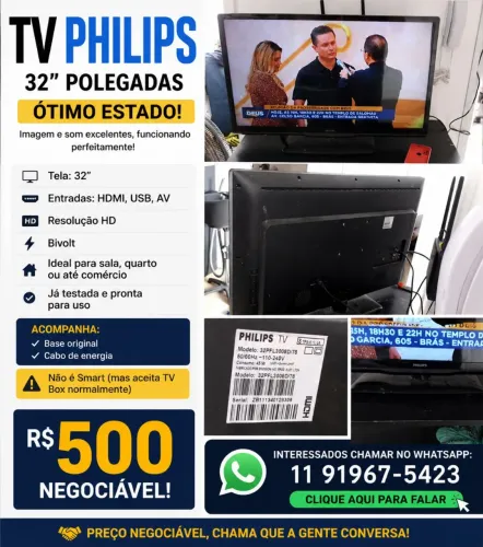 TV Philips 32? HD - Ótimo estado - R$ 500 negociável