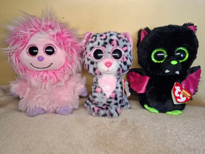 Trio de Pelúcias Bichinhos zoiudos - Ty Beanie Boos