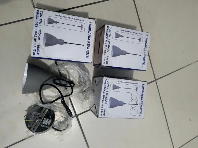 3 Caixas Luminárias Pendentes Novas