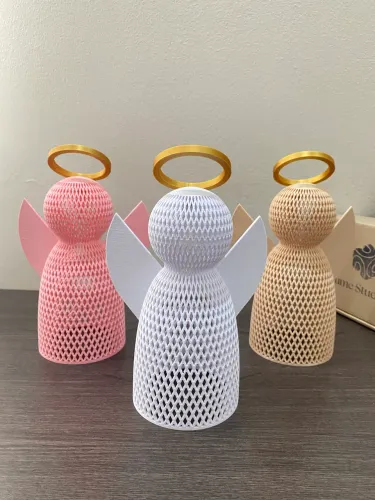 Anjo Decorativo com Auréola - 18,5 cm Decoração Religiosa Moderna Presente Delicado