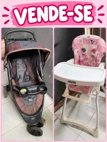 VENDO OS DOIS Carrinho de bebê Chicco + cadeirão de alimentação Peg-Pérego