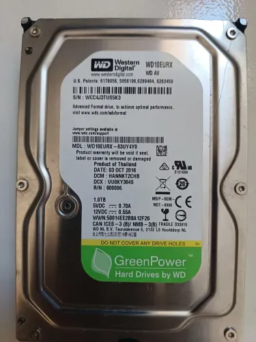 Hd 1tb wd Green cftv dvr nvr cpu