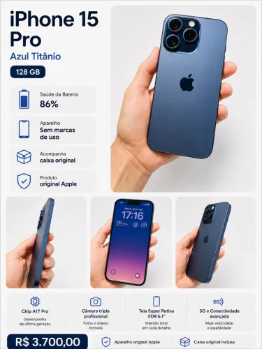 Iphone 15 pro 128GB - Azul titanio