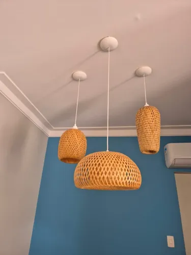 Trio de Lustre em Palha