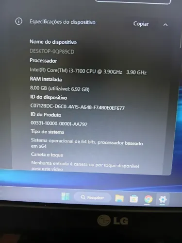 Computador core i3 7100 funcionando perfeitamente