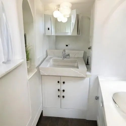 Pia lavabo Cinza brilhoso de porcelanato qualidade e elegância 