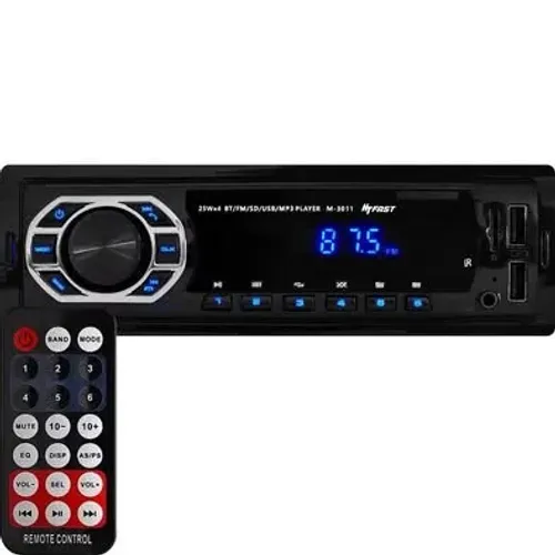 Rádio MP3 Som Automotivo Bluetooth Universal 1 Din LED Azul USB Auxiliar Leitor Cartão SD