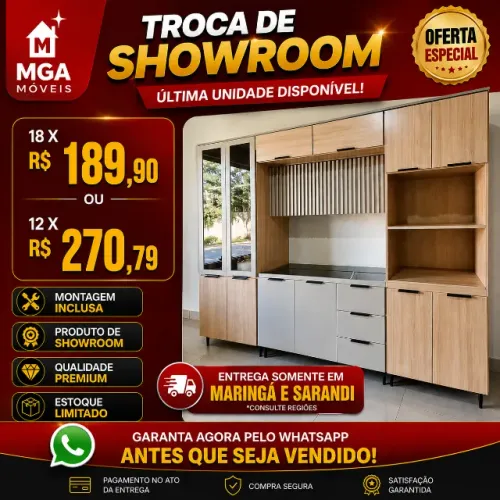 Cozinha Modulada - Armario de Cozinha Grande Showrrom - Montada e Barato