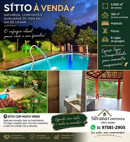 Chácara com 6 dormitórios à venda, 5000 m²  - Borges - Sabará/MG