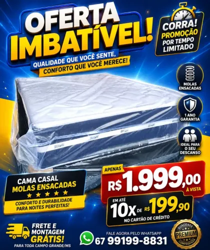Cama casal Molas ensacadas alta durabilidade 1 ano garantia