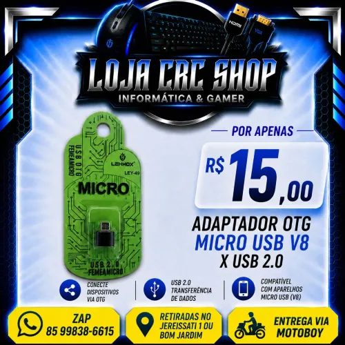 Adaptador Otg Micro Usb V8 x Usb