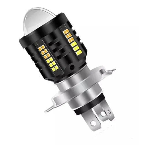 Lâmpada LED H4 Projetor Moto Carro Oprah Luz Baixa Amarela + Luz Alta Branca