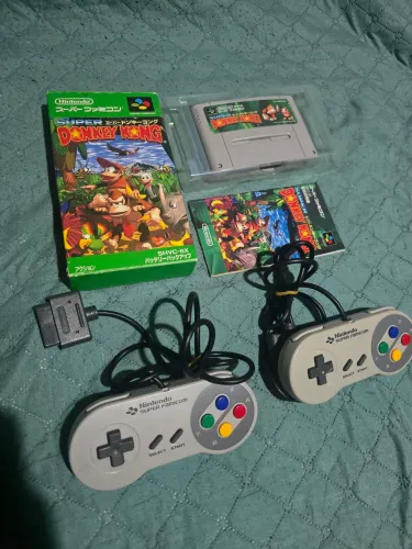 Donkey Kong + 2 Controles Originais - Super Famicom - Nintendo