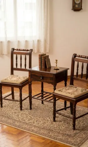 CONJUNTO EXCLUSIVO EM JACARANDÁ MACIÇO - ESTILO MANUELINO