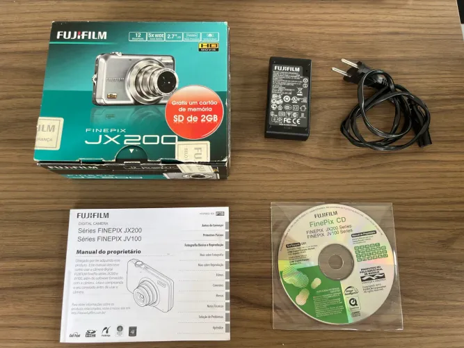 caixa e carregador de bateria para camerca fujifilm finepix jx200