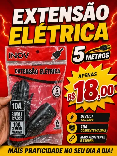 Extensão elétrica 5 metros R$18,00