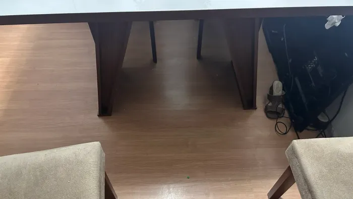 Mesa mdf 4 cadeiras tampo vidro 