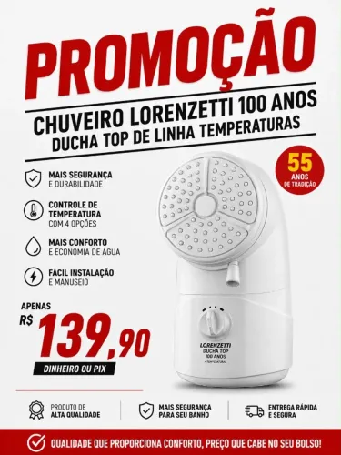 Promoção ducha Lorenzetti top jet 