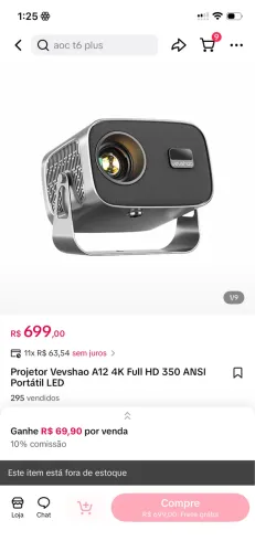 Projetor Vevshao A12 4K Novo