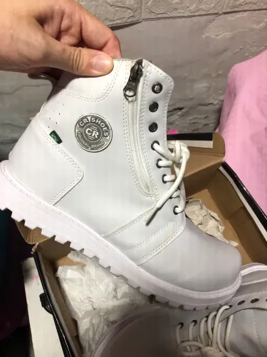 Bota Coturno Crshoes Masculino Tam44. Branco Com Zíper 9013 