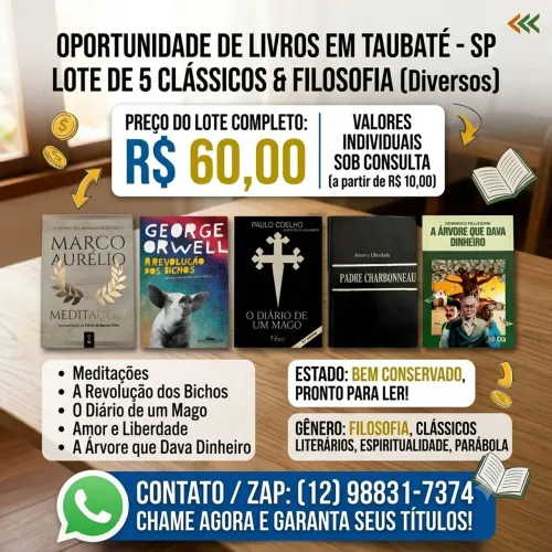 Lote 5 Livros Filosofia, Clássicos E Literatura (Marco Aurélio, Orwell, Paulo Coelho)