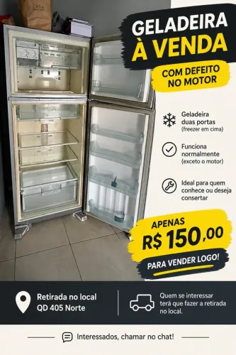 Geladeira Frost Free 2 Portas com Defeito no Motor - R$ 150